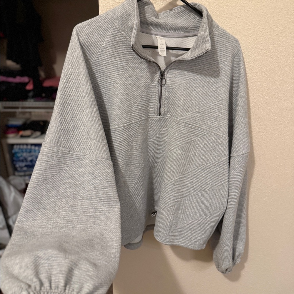 Gray Quarter-Zip Women's Yoga Sweater